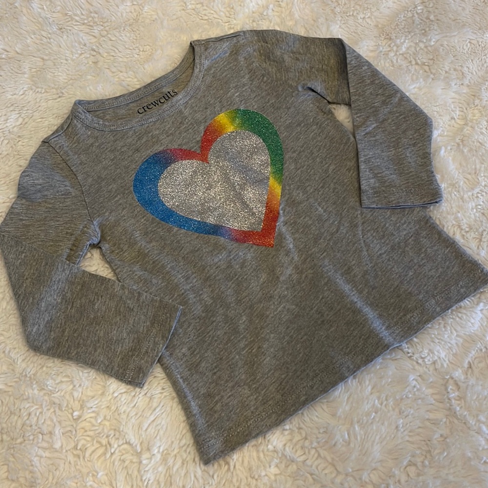 Crewcuts Long Sleeve Shirt~with sparkle heart 💜